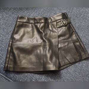 Black Faux Leather Mini Skort